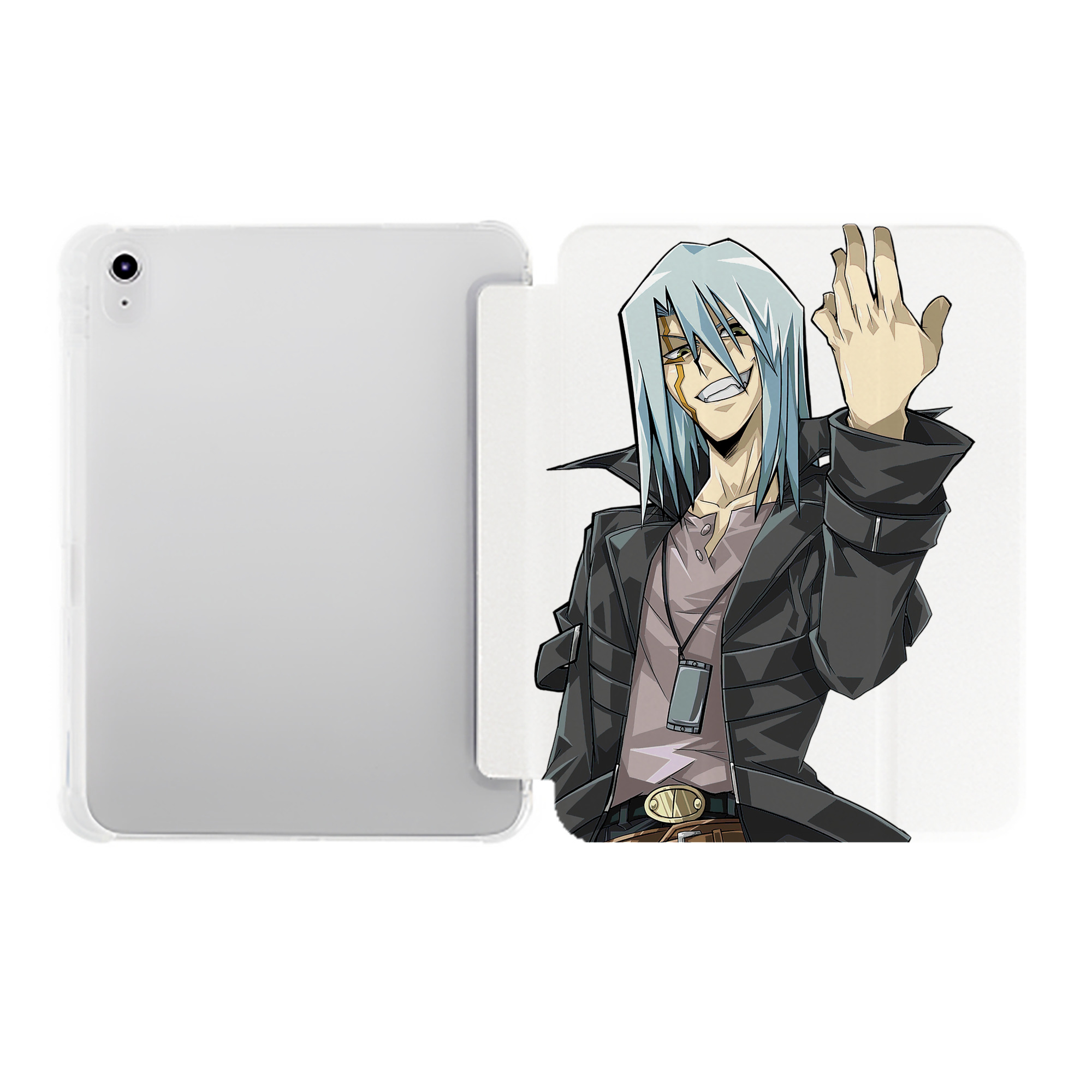 （画像用） 遊☆戯☆王 Yu-Gi-Oh! IPad ケース ペン収納付き 三つ折りスタンド PUレザー×シリコン 対応機種9.5/10.5/10.9インチ